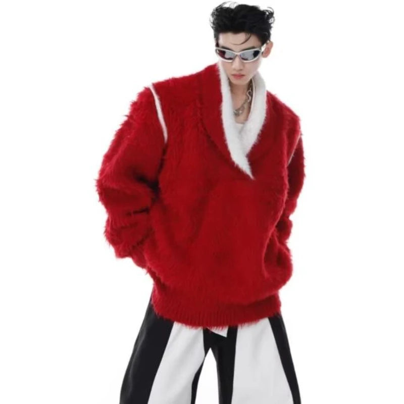 V-neck Pullover Mens Hip Hop Knit