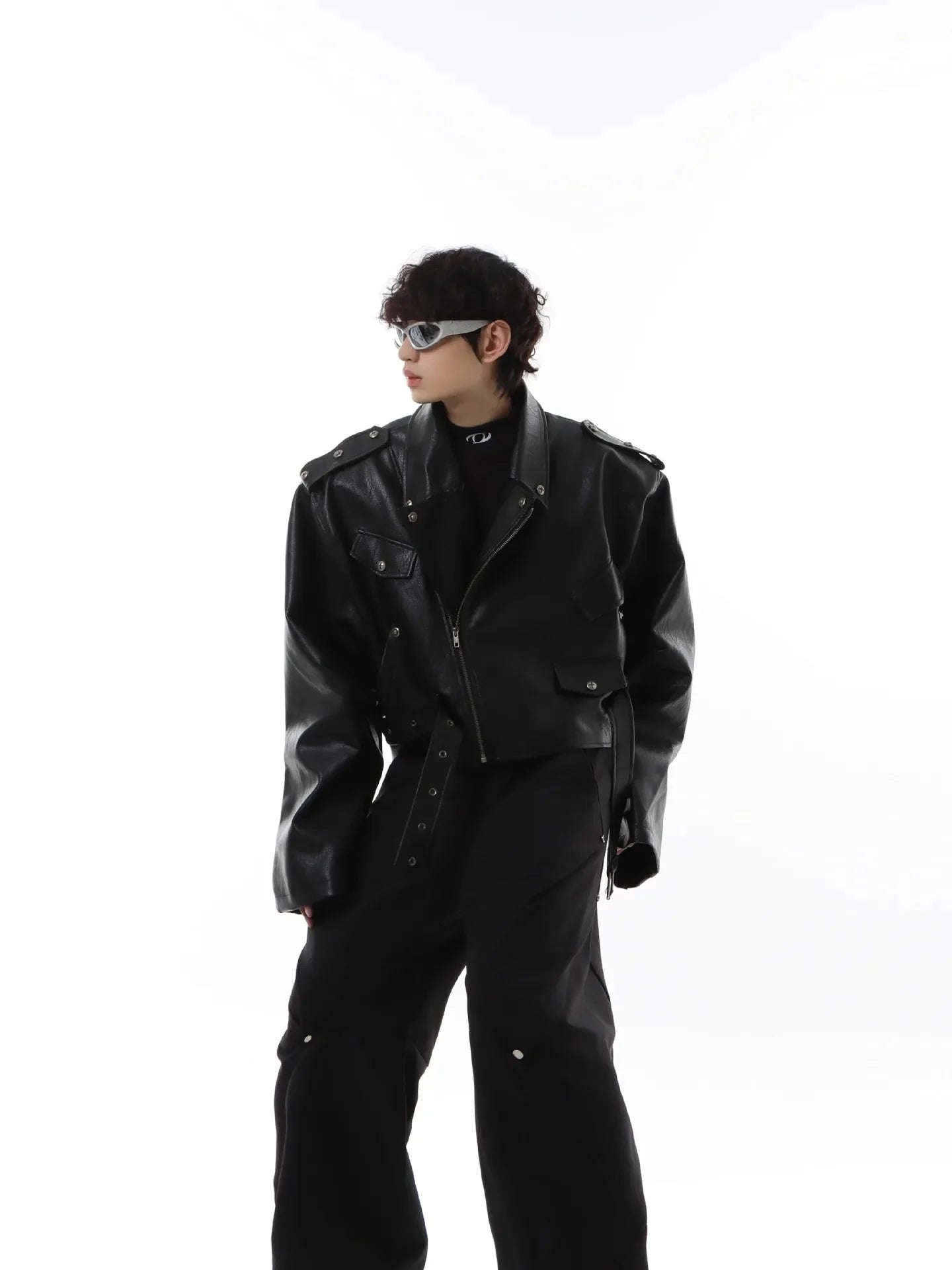 Casual Short Men's Motorcycle Jacket Rivet Design Spring Autumn Loose Fit Trendy Top Small Audience Design Sensation