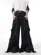 Black Baggy Wide Leg Techwear Pants