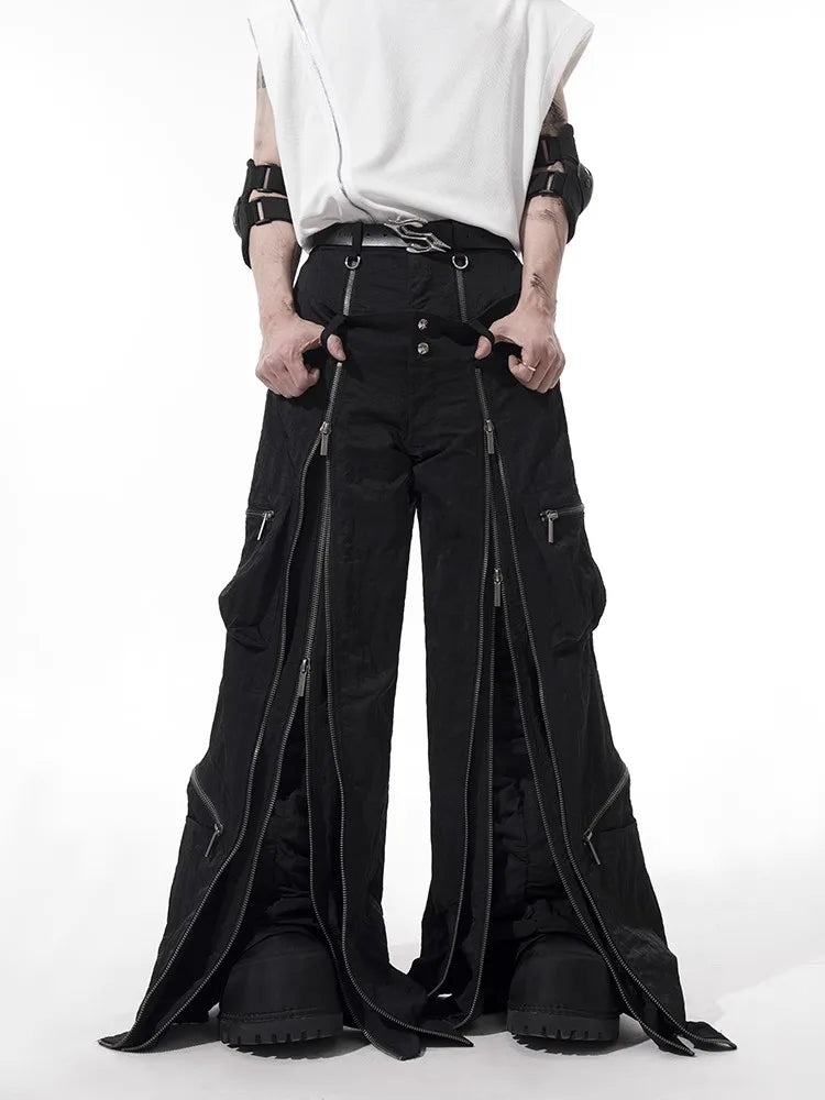 Black Baggy Wide Leg Techwear Pants
