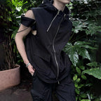 Mens Vest Double Zipper Streetwear