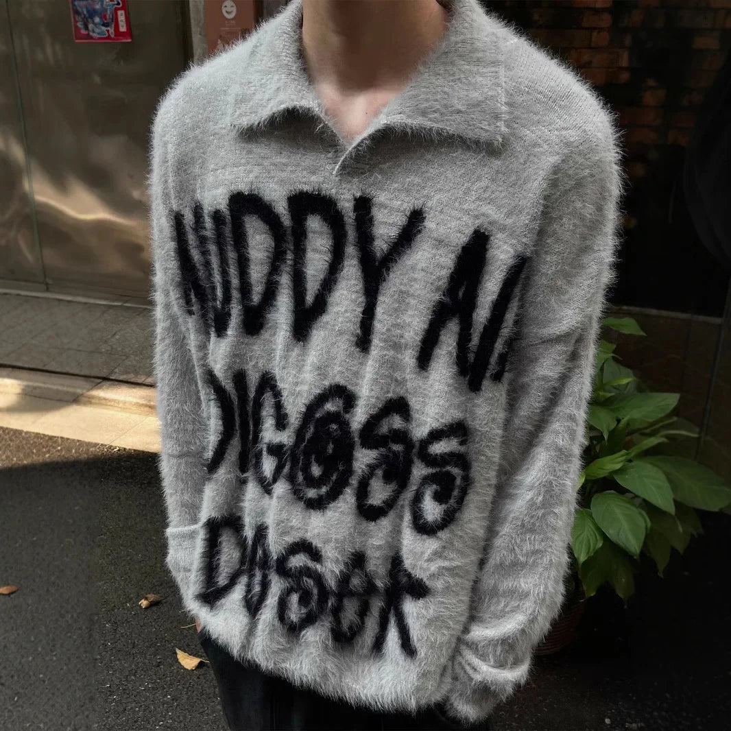 Retro American Color Block Letter Sweater