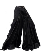 Black Baggy Wide Leg Techwear Pants