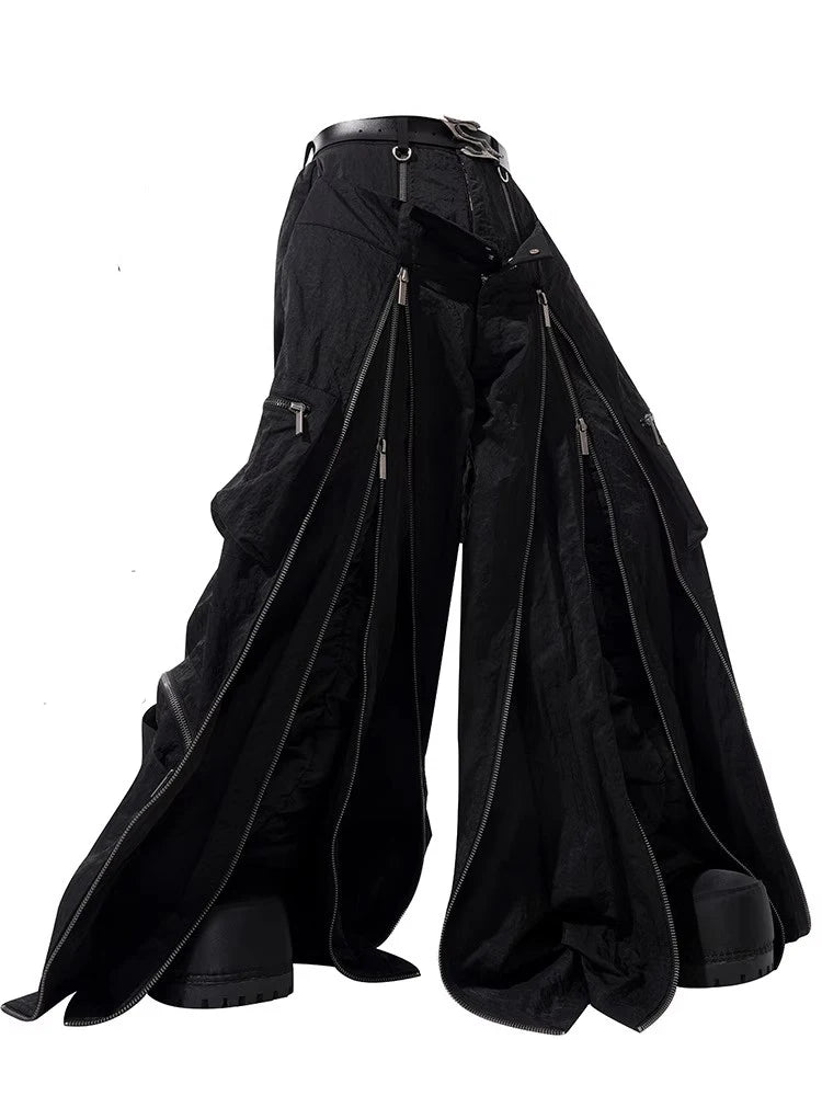 Black Baggy Wide Leg Techwear Pants