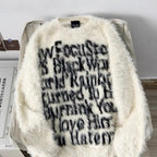 Retro Couple Letter Soft Waxy Sweater Men and Women Autumn and Winter Loose Knitted Sweater