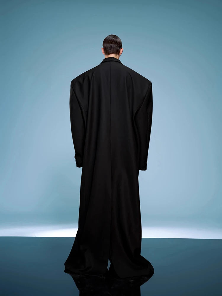 Long Oversized Black Trench Coats Man