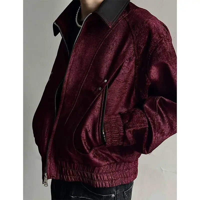 American Fashion Trend New Lapel Leather Jacket Men Y2K Harajuku Vintage Handsome High Sense Cleanfit Short Casual Couple Coats