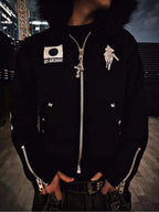 hooded hip-hop printed sweatshirt