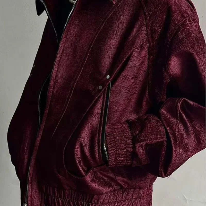 American Fashion Trend New Lapel Leather Jacket Men Y2K Harajuku Vintage Handsome High Sense Cleanfit Short Casual Couple Coats