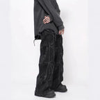 Heavy Duty Folded Design Dyed Jeans