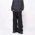 Heavy Duty Folded Design Dyed Jeans