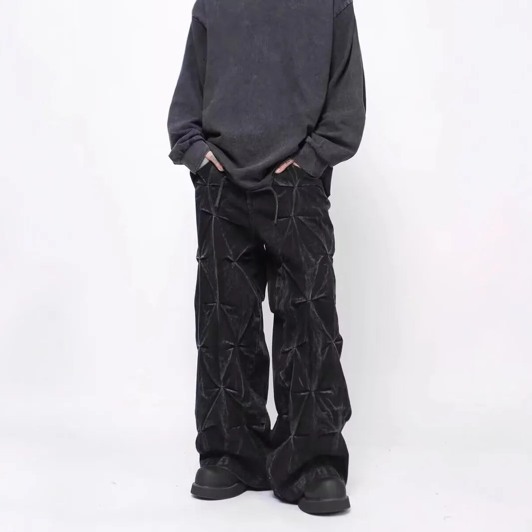 Heavy Duty Folded Design Dyed Jeans