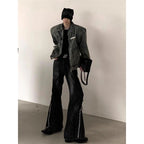 Retro Washed Shoulder Padded Denim Jacket