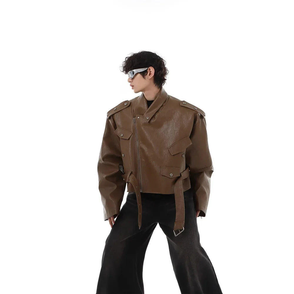 Casual Short Men's Motorcycle Jacket Rivet Design Spring Autumn Loose Fit Trendy Top Small Audience Design Sensation