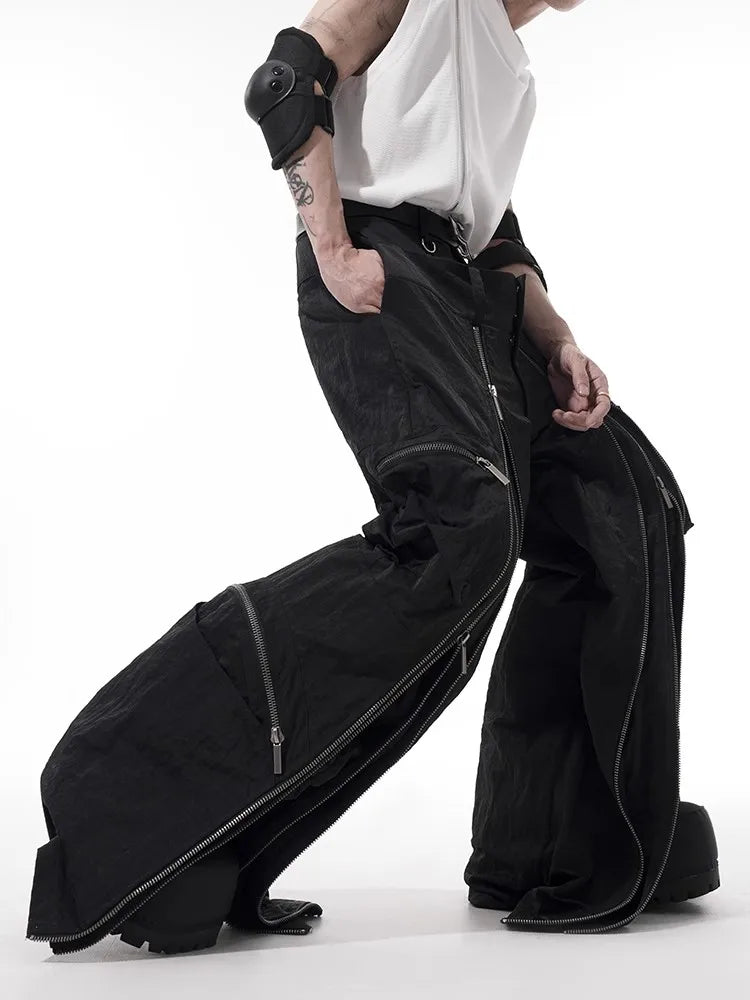 Black Baggy Wide Leg Techwear Pants