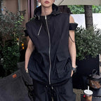Mens Vest Double Zipper Streetwear