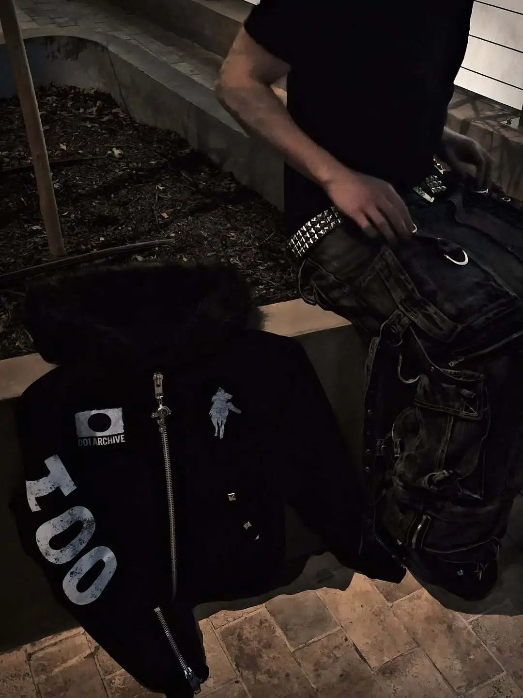 hooded hip-hop printed sweatshirt