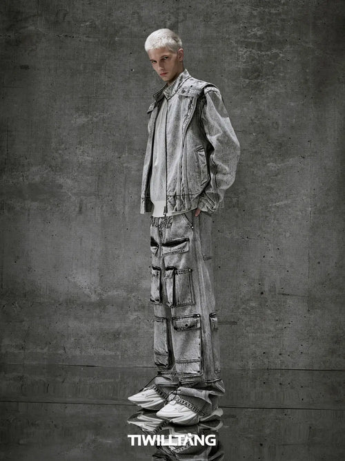 American Retro Denim Jacket Punk Streetwear