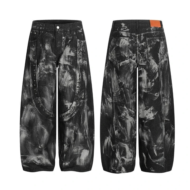 Street RO Style Washed Dirty Dye Denim Pants
