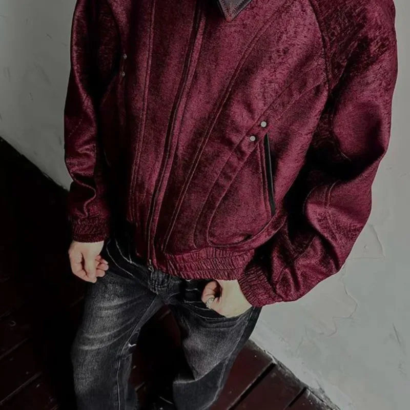 American Fashion Trend New Lapel Leather Jacket Men Y2K Harajuku Vintage Handsome High Sense Cleanfit Short Casual Couple Coats