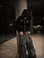 hooded hip-hop printed sweatshirt