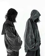 Gothic washed embroidered men hoodie retro hip-hop Y2k zipper hoodie fashionable street pure cotton overweight couple sportswear