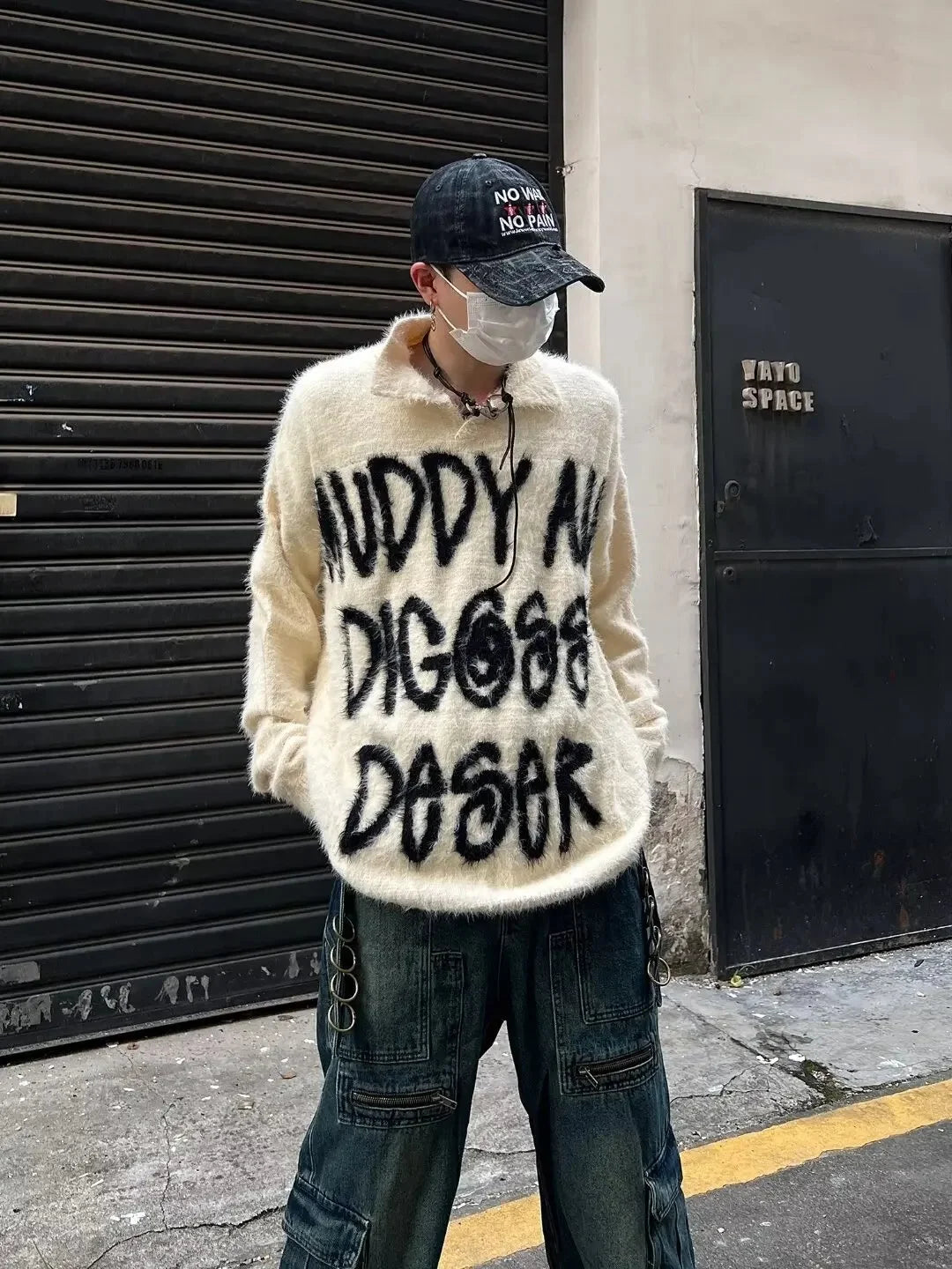 Retro American Color Block Letter Sweater