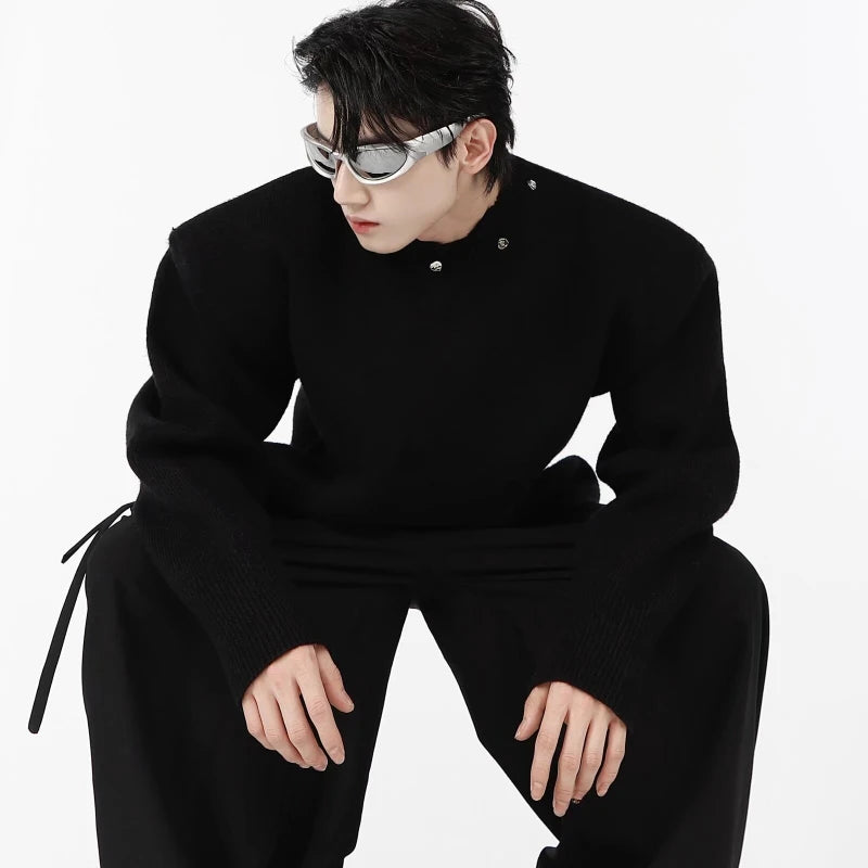 Hip Hop Metal Design Shoulder Pad Loose Knit