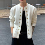 2025 Winter New Men's Solid Color Long-Sleeved Cardigan American Retro Fashion Trendy High Street Casual Loose Niche Men's Top