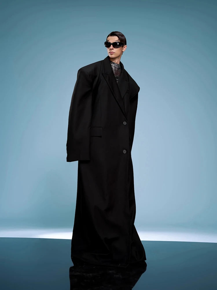 Long Oversized Black Trench Coats Man