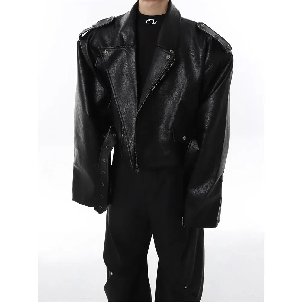 Casual Short Men's Motorcycle Jacket Rivet Design Spring Autumn Loose Fit Trendy Top Small Audience Design Sensation