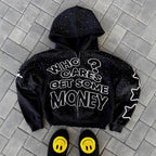 Y2K trendy American letter pattern  zipper hoodie
