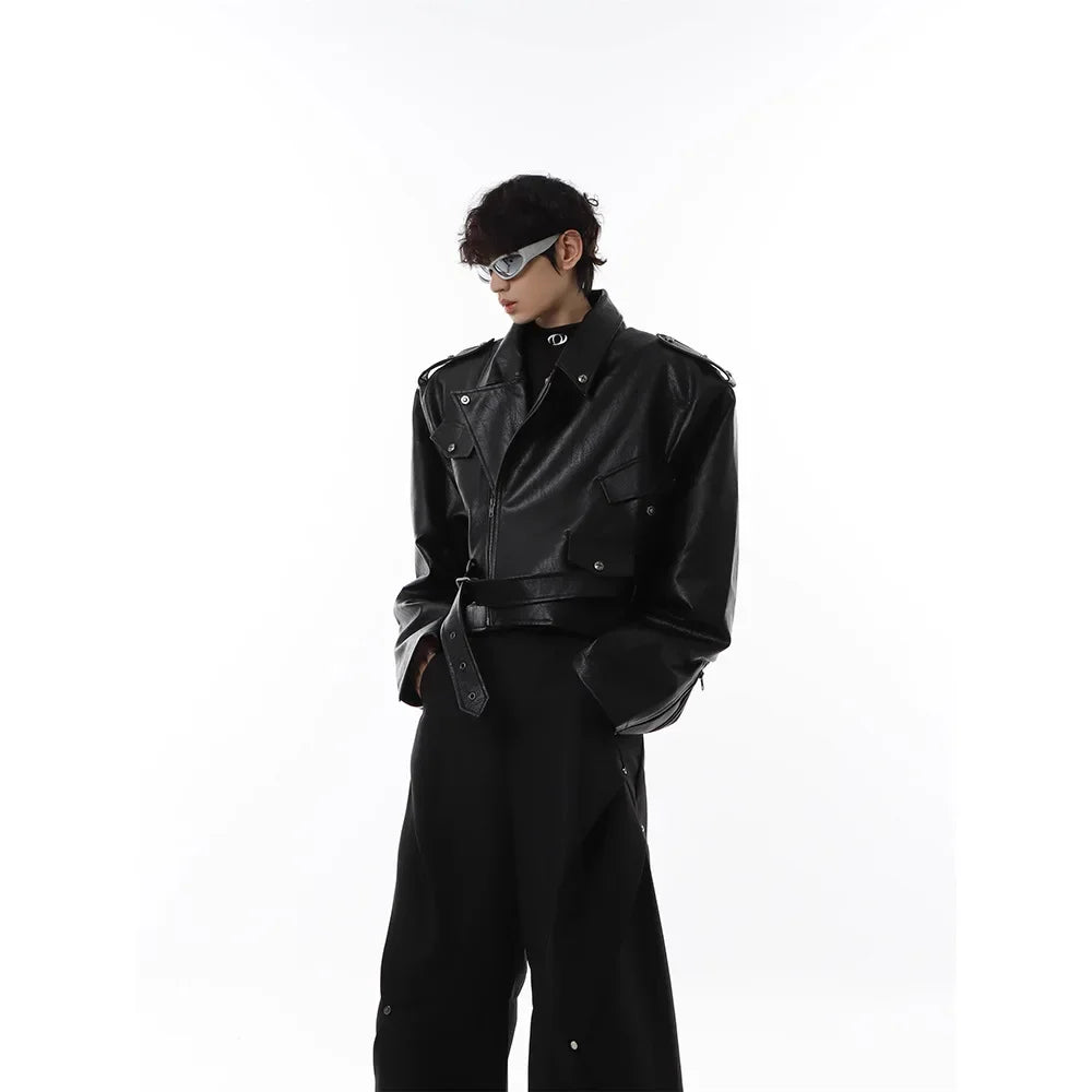 Casual Short Men's Motorcycle Jacket Rivet Design Spring Autumn Loose Fit Trendy Top Small Audience Design Sensation