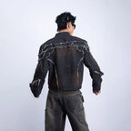 Mens Biker Tassel Raw Edge Jacket