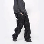 Heavy Duty Folded Design Dyed Jeans