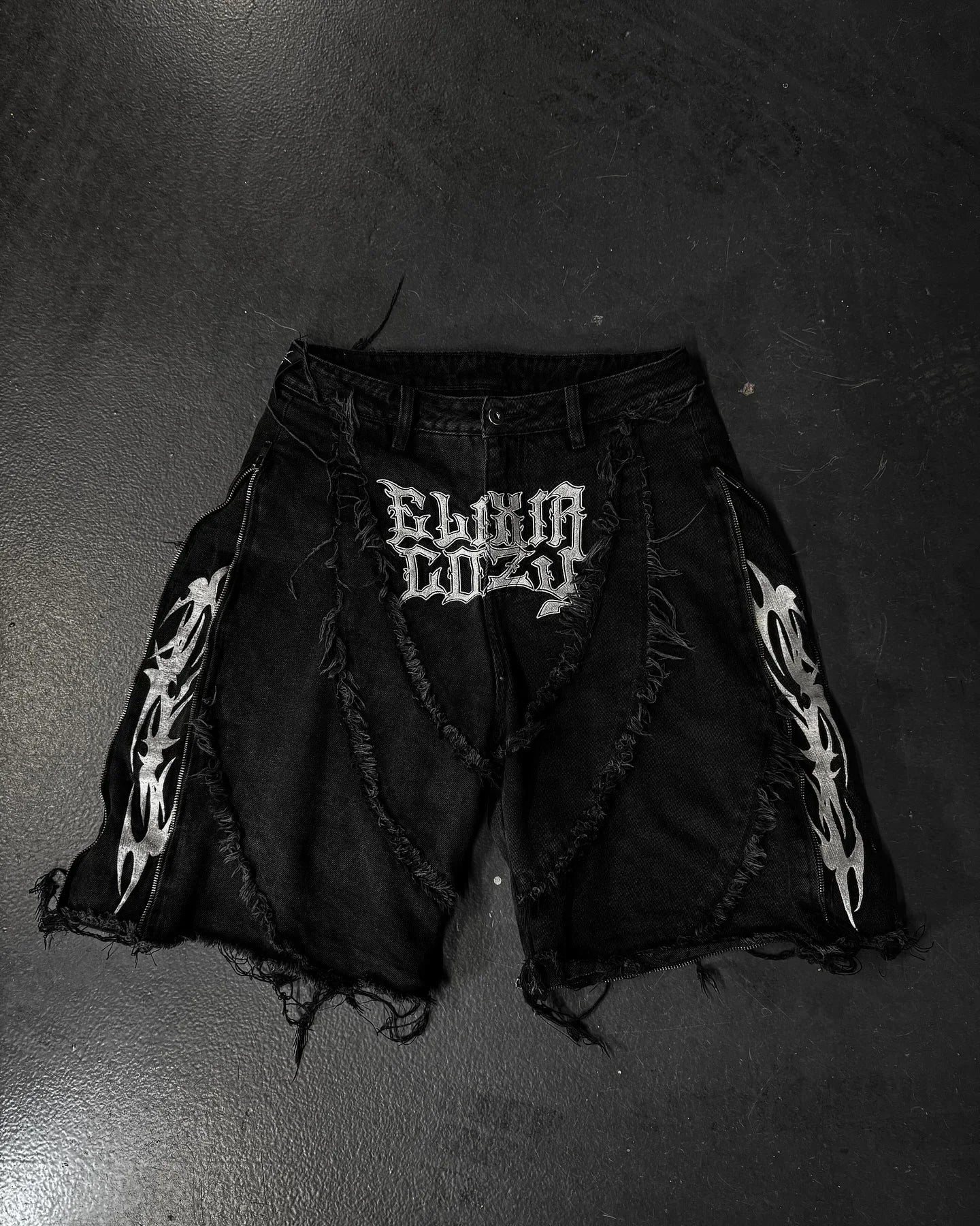 Patchwork Striped Embroidered Frayed Denim Pants