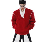 V-neck Pullover Mens Hip Hop Knit