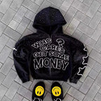 Y2K trendy American letter pattern  zipper hoodie