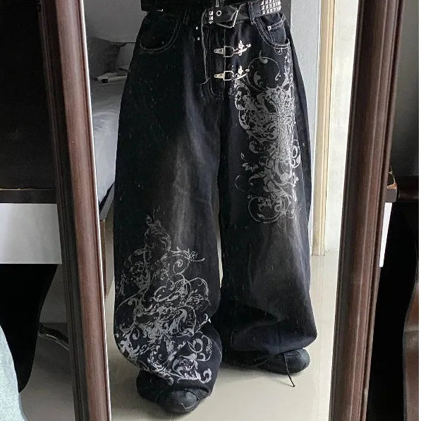 Vintage Printing Baggy Jeans