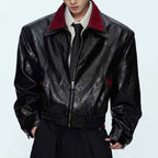 Double-Layered Collar Motorcycle Jacket