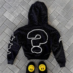 Y2K trendy American letter pattern  zipper hoodie