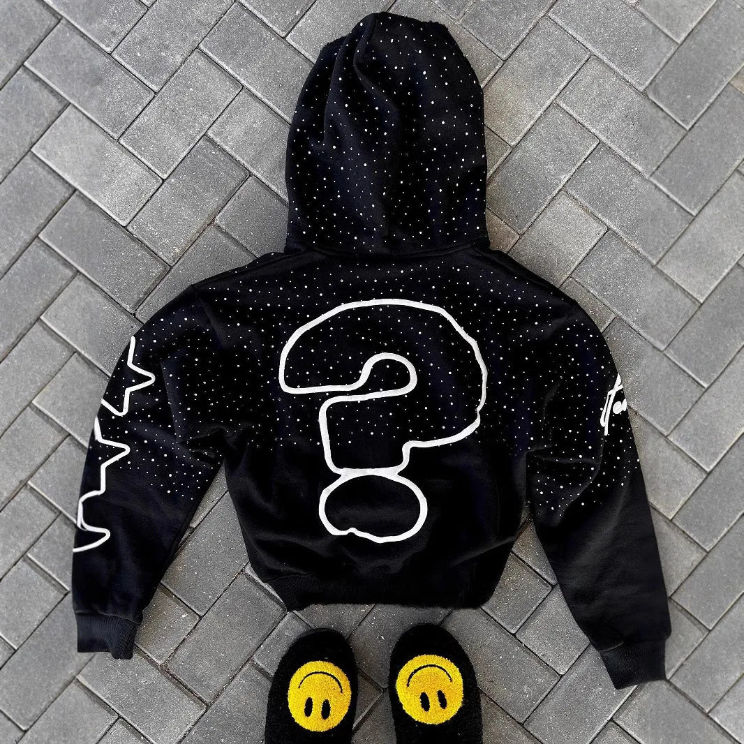 Y2K trendy American letter pattern  zipper hoodie