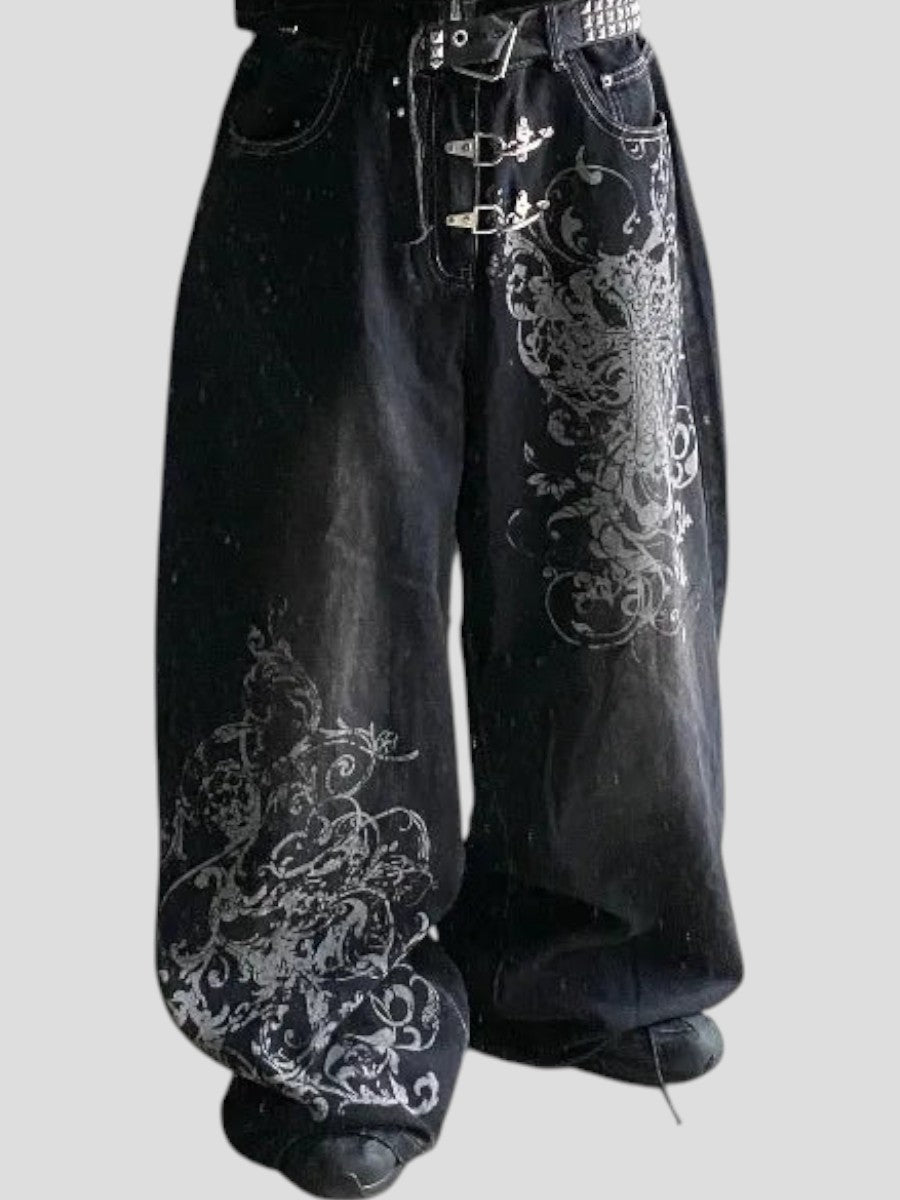 Vintage Printing Baggy Jeans