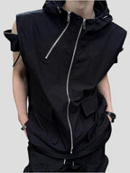 Mens Vest Double Zipper Streetwear