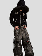 hooded hip-hop printed sweatshirt