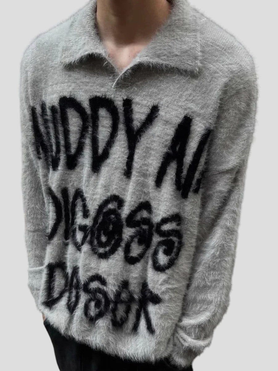 Retro American Color Block Letter Sweater