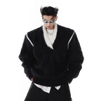 V-neck Pullover Mens Hip Hop Knit