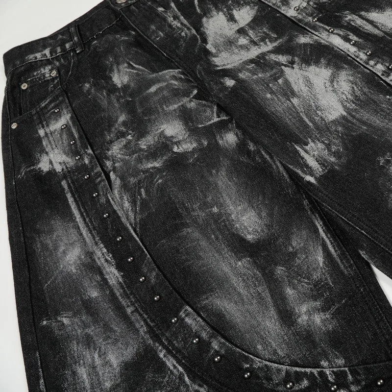 Street RO Style Washed Dirty Dye Denim Pants