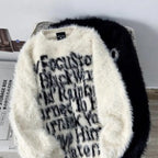 Retro Couple Letter Soft Waxy Sweater Men and Women Autumn and Winter Loose Knitted Sweater