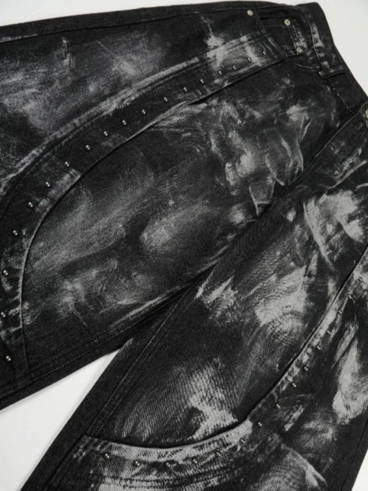 Street RO Style Washed Dirty Dye Denim Pants